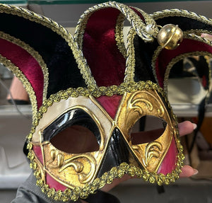 COSTUME RENTAL:  Z152 Mask Red/Gold Rental Harlequin