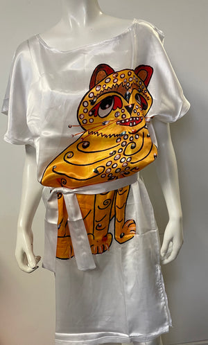 COSTUME RENTAL - D130 Abba Yellow Cat Dress XL