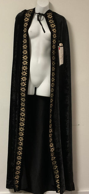 COSTUME RENTAL - A30 Renaissance Velvet Black Cape- 1pc