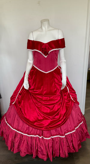 COSTUME RENTAL - C20A Red Period Ball Gown (Large) - 4pc Large