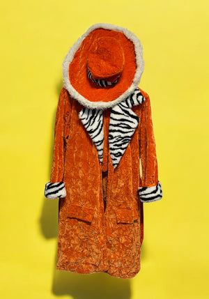 COSTUME RENTAL - X84 Orange Velvet Funky Suit 3 pc Large