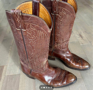 SHOE RENTAL - Z414 Cowboy Boots, Brown-  Size 9D (medium width)