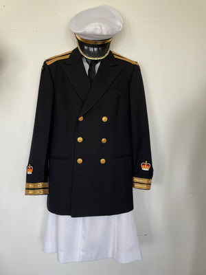 COSTUME RENTAL - O2 Navy Officer Jacket Tie and Hat- 3 pcs  Large