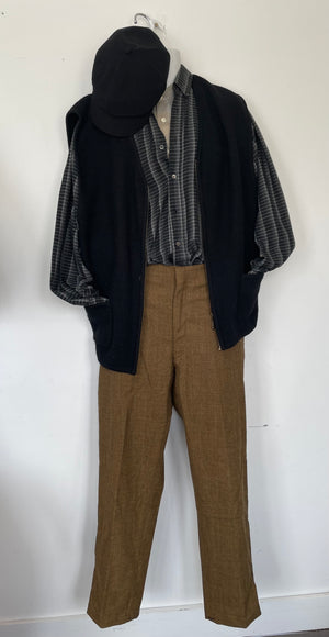 COSTUME RENTAL - J45Q 1920's Black/white shirt MEDIUM