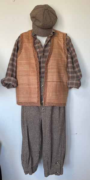 COSTUME RENTAL - J22b Brown/Orange Newsboy VEST only