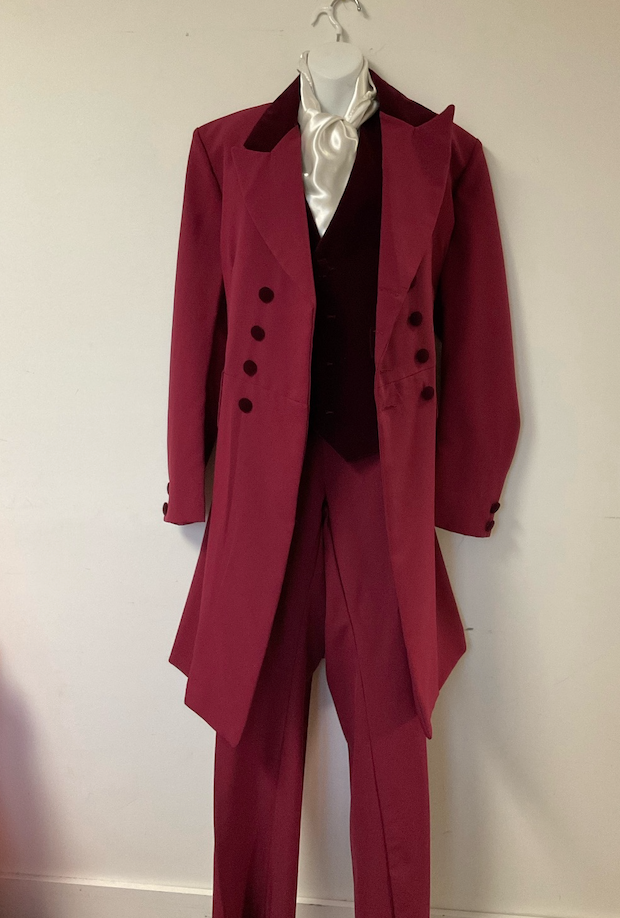 COSTUME RENTAL C57 Burgundy Double Breasted Prince Albert Suit