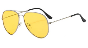 ACCESS: Glasses, 1970's Aviators (Silver frame and yellow lenses)