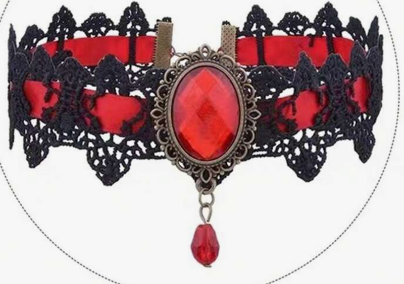ACCESS: Victorian Gothic Red and Black Lace Choker – Woodbridge Costume ...
