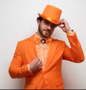 COSTUME RENTAL - X49A Orange Dumb and Dumber Tuxedo Large 36 waist  6 pcs -