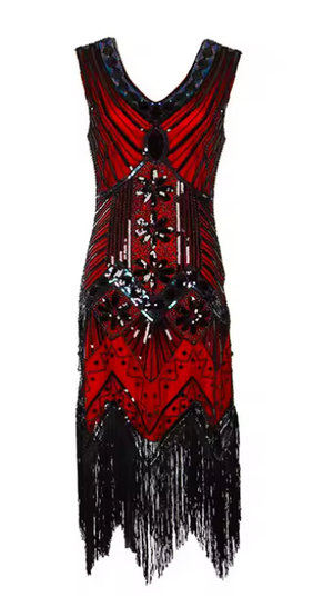 COSTUME RENTAL - J2A 1920's Great Gatsby Dress - Red Large - NOT AVAILABLE OCT 30 - NOV3