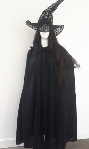 COSTUME RENTAL - P19 WITCH BLACK SATIN ROBE 3 pcs