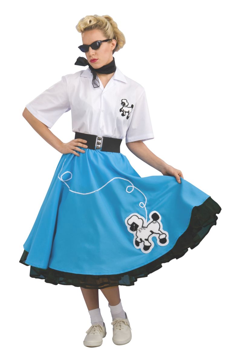 COSTUME RENTAL - J58 1950's Blue Poodle Outfit 8 pcs LRG COSTUME RENTAL - J58 1950's Blue Poodle Outfit 8 pcs LRG