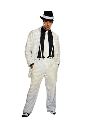 COSTUME RENTAL - J26A 1920's White Gangster Suit Large -5 pc
