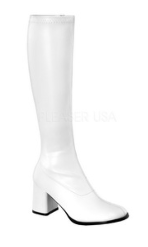 White go go top boots size 6