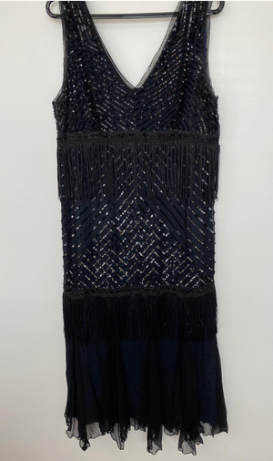 COSTUME RENTAL - J16 1920's Black Sequin Flapper 1 pc XL