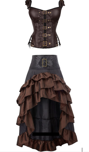 COSTUME RENTAL - C27 Steampunk Sweetie SKirt with 2 Gloves 3 pc