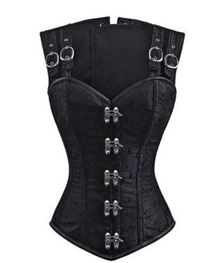COSTUME RENTAL - C35 Steampunk Black Corset 1 pc XL