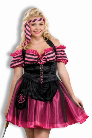 ADULT COSTUME: Pink Pirate Dancer PLUS