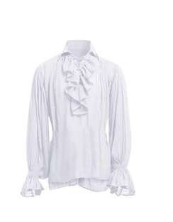 COSTUME RENTAL - G32 White High Quality Pirate Shirt L
