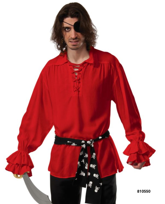 ADULT COSTUME: Ruffled Pirate SHirt Red – WPC Retail Group Ltd.