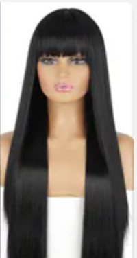 WIG: Banged Straight Black Wig