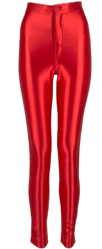 COSTUME RENTAL X331 Shiny Red disco Pants med