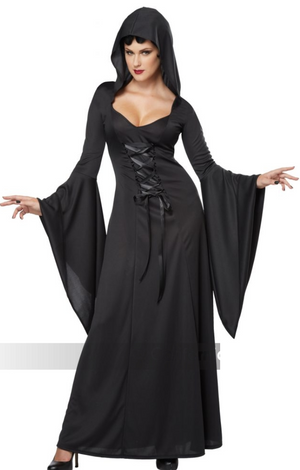 ADULT COSTUME: Hooded Robe Black