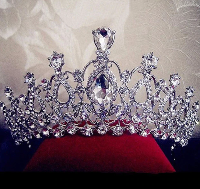 Tiara Silver Half Silver Crystal Half Side Tiara, Silver Metal Flower Leaves  main image 4