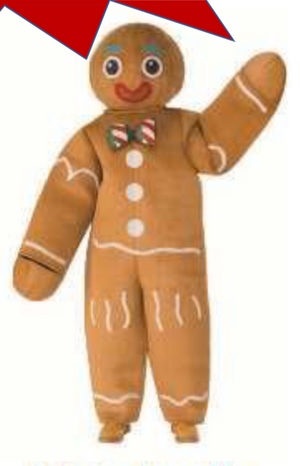 COSTUME RENTAL - R141A Gingerbread Man 4 pcs - NOT AVAILABLE NOV 21-24