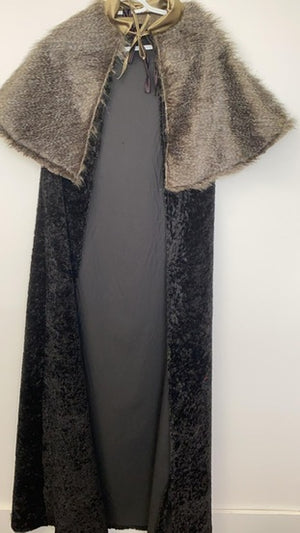 COSTUME RENTAL - A47 Medieval Fur Cape Black 1 pc -