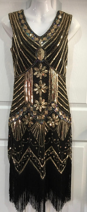 COSTUME RENTAL - J10 1920's Great Gatsby Dress Gold -