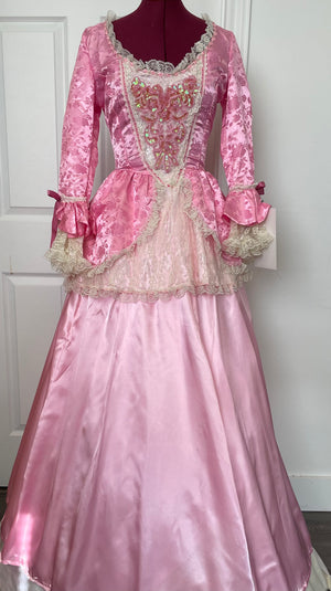 COSTUME RENTAL - B2 Pink Colonial Dress / Bridgerton-3 pc MED