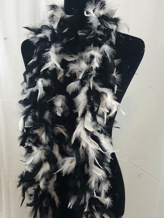 Black and white feather boa