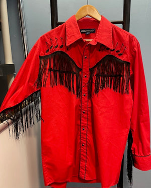 COSTUME RENTAL - G60 Red Western Shirt 1 pc Large