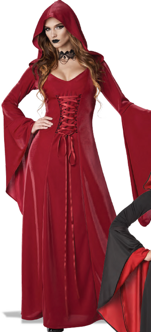 ADULT COSTUME: Hooded Robe Red