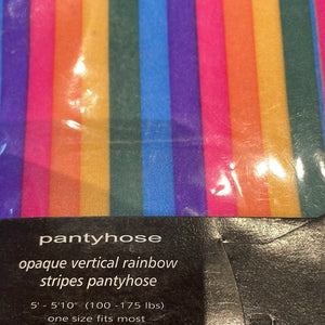 ACCESS: TIghts, Opaque Vertical Rainbow Striped Pantyhose