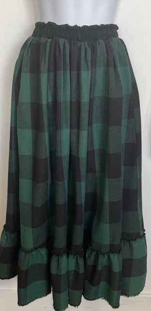 COSTUME RENTAL - S139 Plaid Green Caroller Christmas Skirt XL