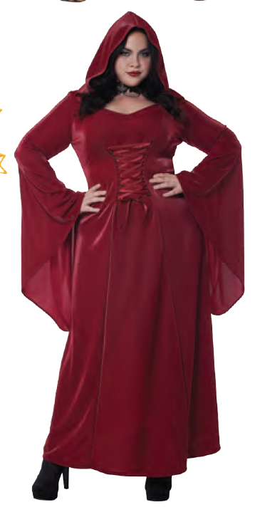 ADULT COSTUME: Hooded Robe Red PLUS