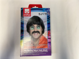 70s mersey wig and moustache