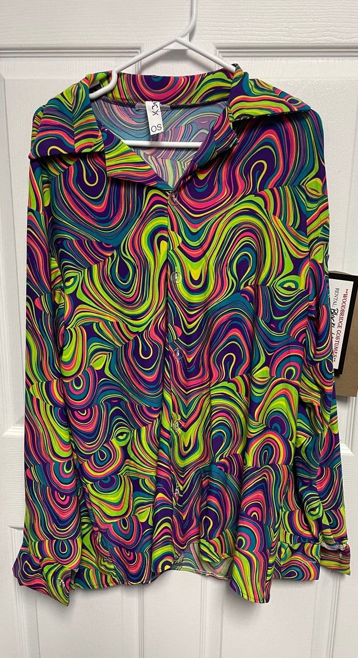 COSTUME RENTAL - X397 Disco Shirt,  Blacklight Large