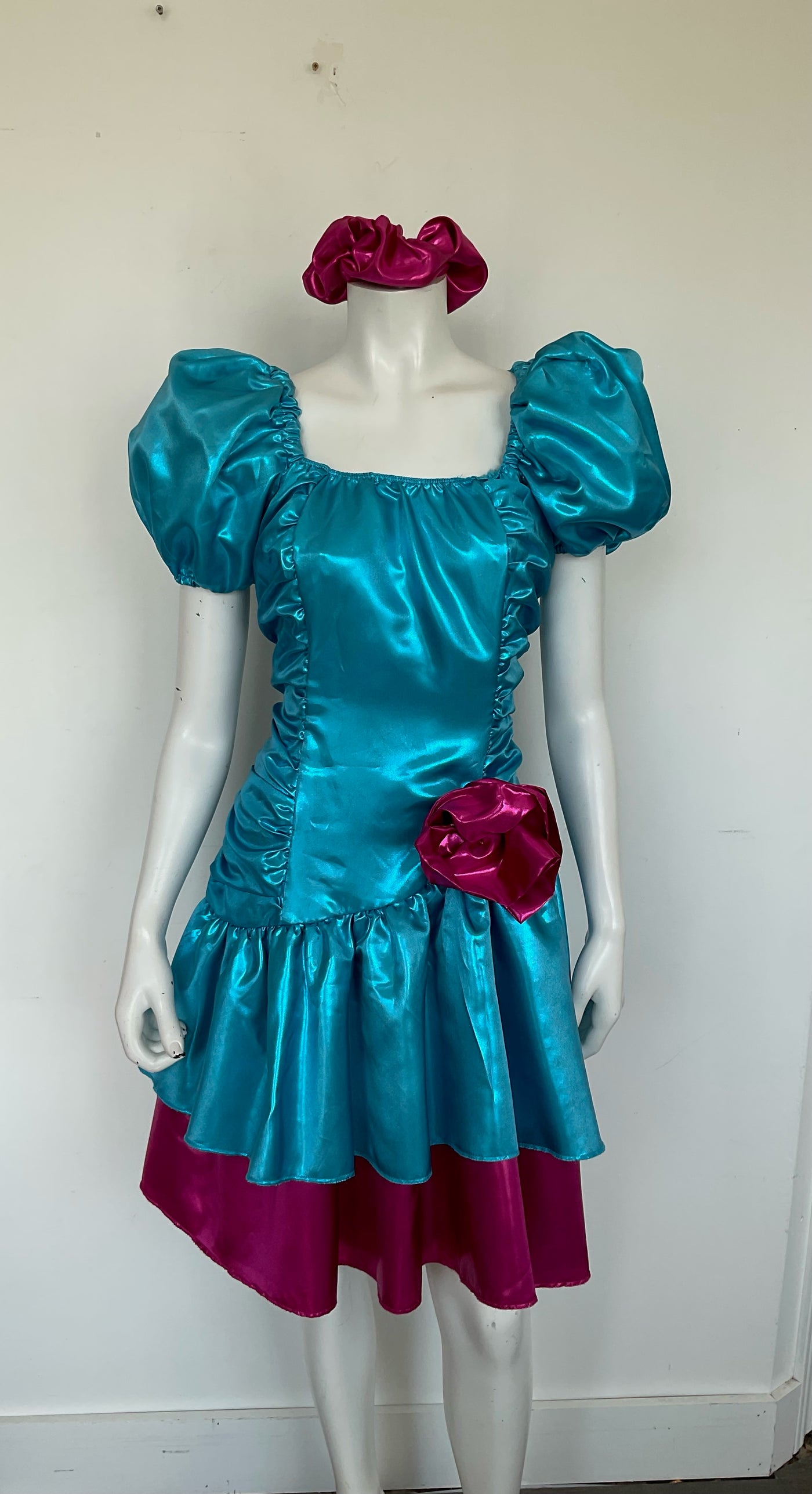 COSTUME RENTAL Y298 1980's Prom Girl MED pcs