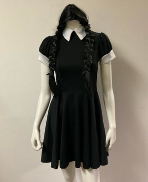 COSTUME RENTAL - D64B Wednesday Adams small 2 pc