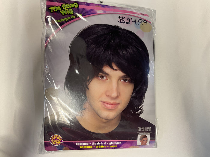 70s shag black wig