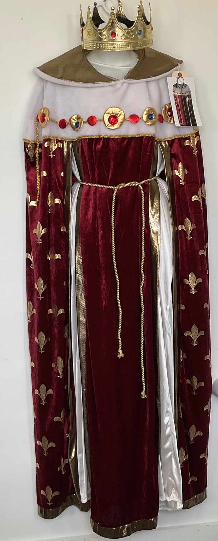 COSTUME RENTAL - A23B Red King's Robe Set with Crown-2 pcs