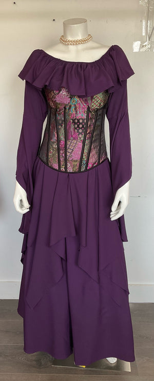 COSTUME RENTAL - A88 Renaissance Faire Purple Gown MED 1 pc