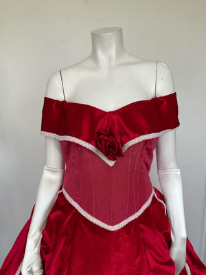 COSTUME RENTAL - C20A Red Period Ball Gown (Large) - 4pc Large