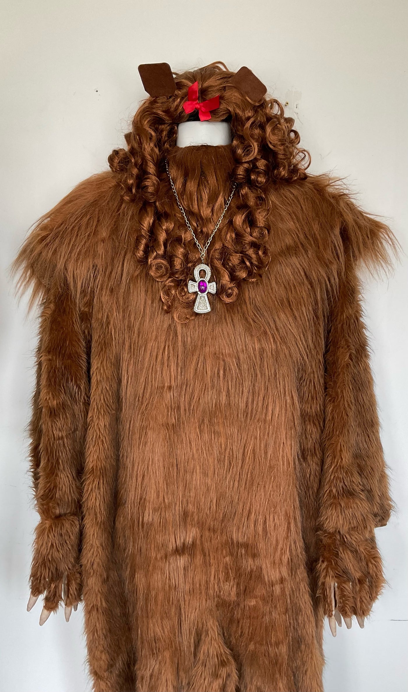 HPO Cowardly Lion Cosplay Wig - Curly Brown With Ears & Beard, Wizard Of Oz Halloween Costume For Men Or Kids, HM-245