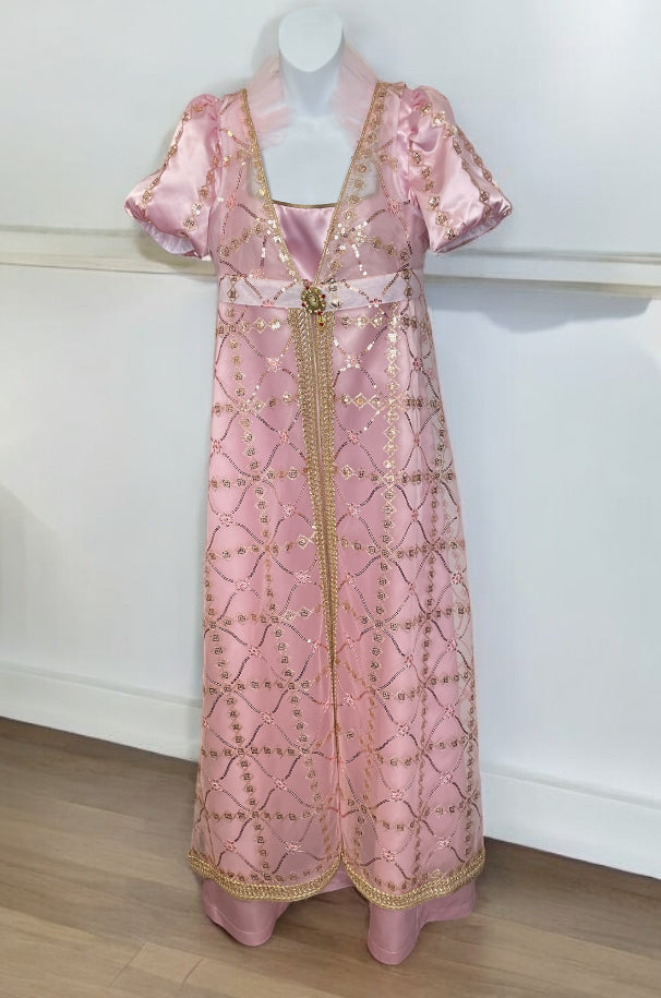 COSTUME RENTAL - c4A Pink and Gold Bridgerton Dress 2 pc Med-Large