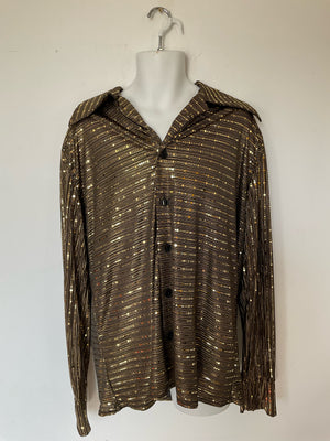 COSTUME RENTAL - X10A Gold Fever Disco Shirt XL