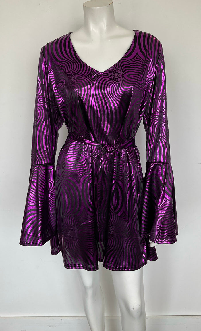 COSTUME RENTAL - X215A Disco Dress, Purple  2 pcs 1X